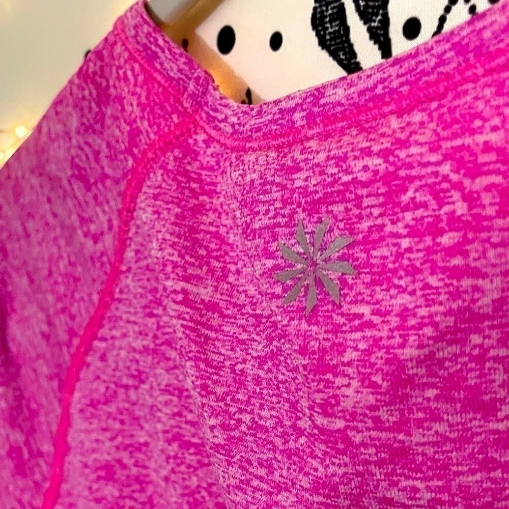 Athleta pink ruched workout athletic short sleeve moisture wicking top - Picture 3 of 8